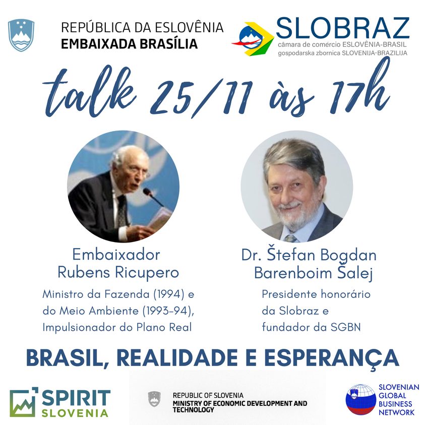 Slobraz Talk: “Brasil, realidade e esperança” terá a participação do embaixador Rubens Ricupero