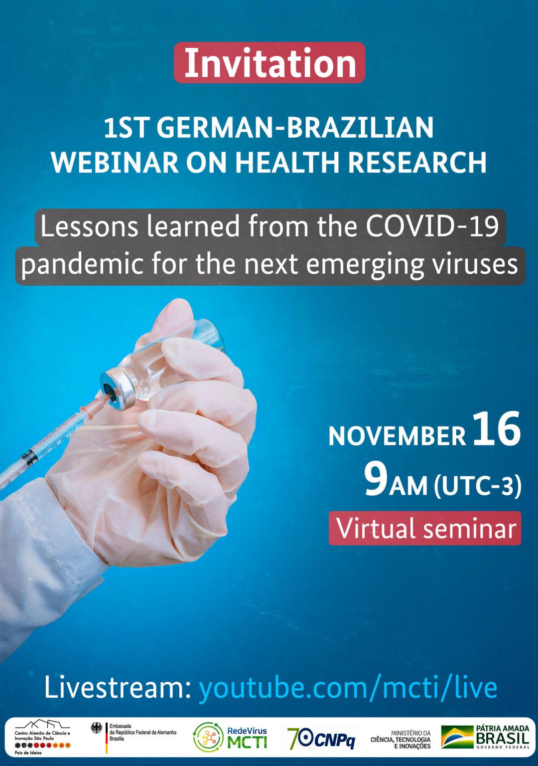 1° Webinário Brasil-Alemanha de Pesquisa em Saúde – Lições aprendidas da pandemia de COVID-19 para os próximos vírus que surgirão