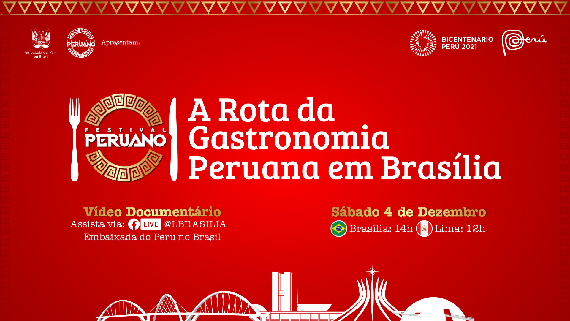 Embaixada do Peru estreia o vídeo documentário “A Rota da Gastronomia Peruana em Brasília”
