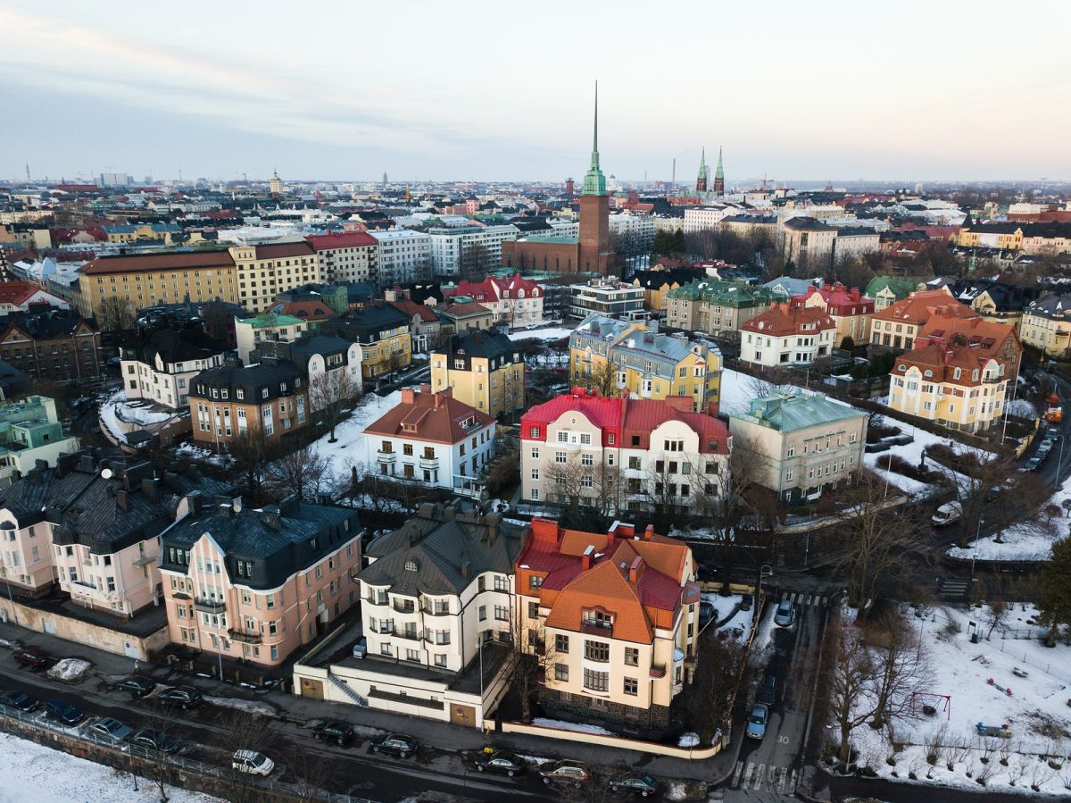 city buildings aerial view photo
