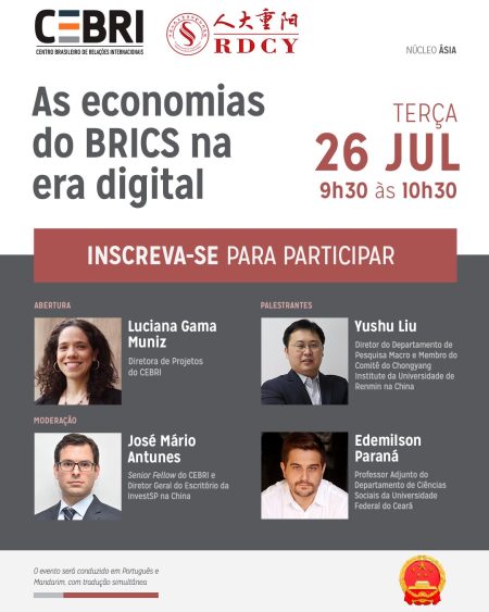 Núcleo Ásia promove palestra sobre “As economias do BRICS na era digital”