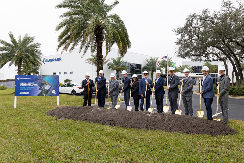 Embraer inicia seu maior projeto global de geração de energia solar na sede de Aviação Executiva em Melbourne, na Flórida
