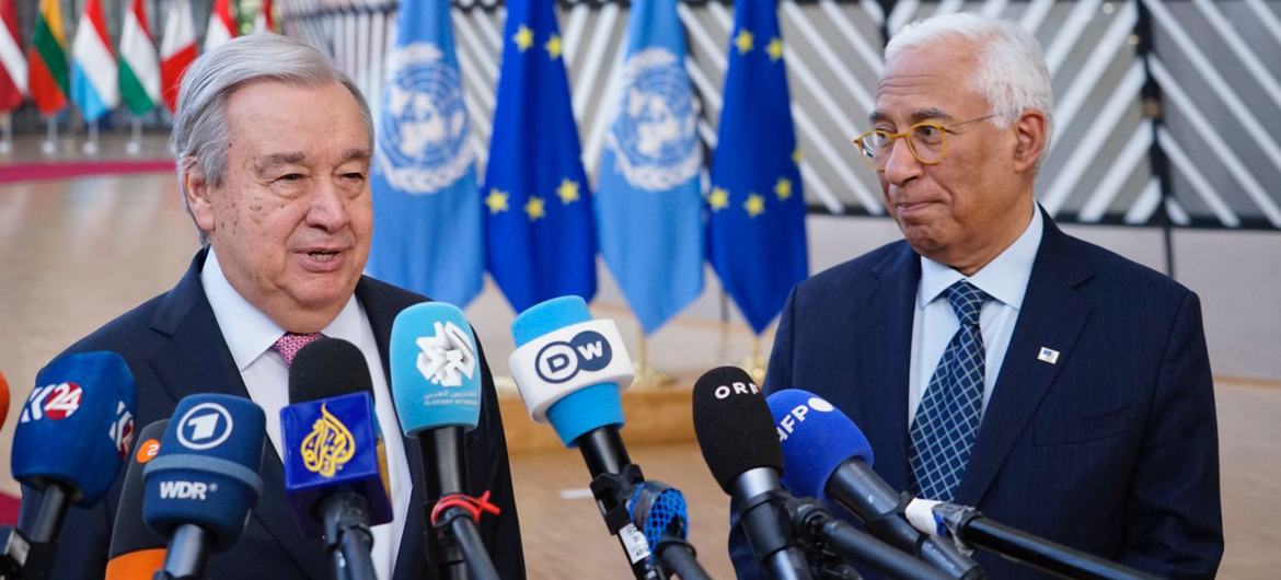 Na UE, Guterres destaca preocupações com Ucrânia, Gaza e crise climática
