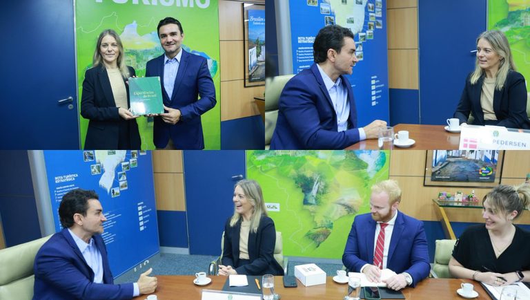 Ministro Celso Sabino se reúne com embaixadora da Dinamarca no Brasil para diálogo sobre promoção turística