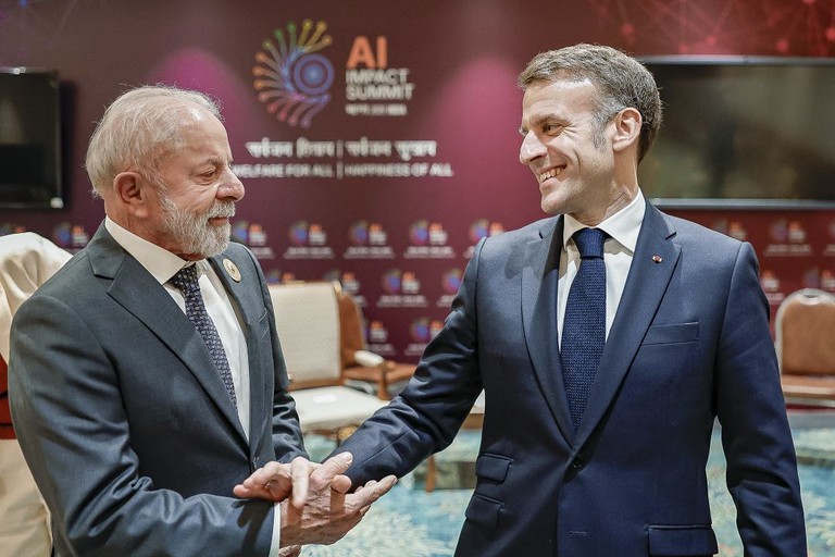 Lula se reúne com Macron e presidente do Sri Lanka em Nova Délhi