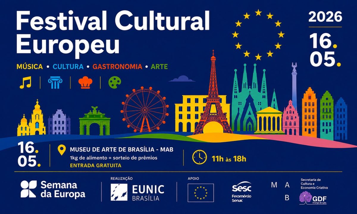 Festival Cultural Europeu 2026 acontece no dia 16 de maio, no MAB, com entrada gratuita e programação multicultural