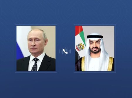 Presidente dos Emirados Árabes Unidos recebe telefonema de Vladimir Putin